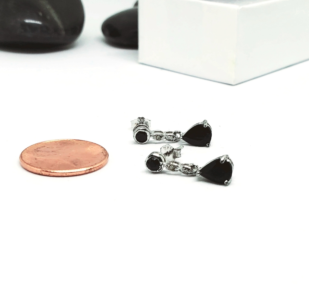 Sterling silver, black sapphire earrings
